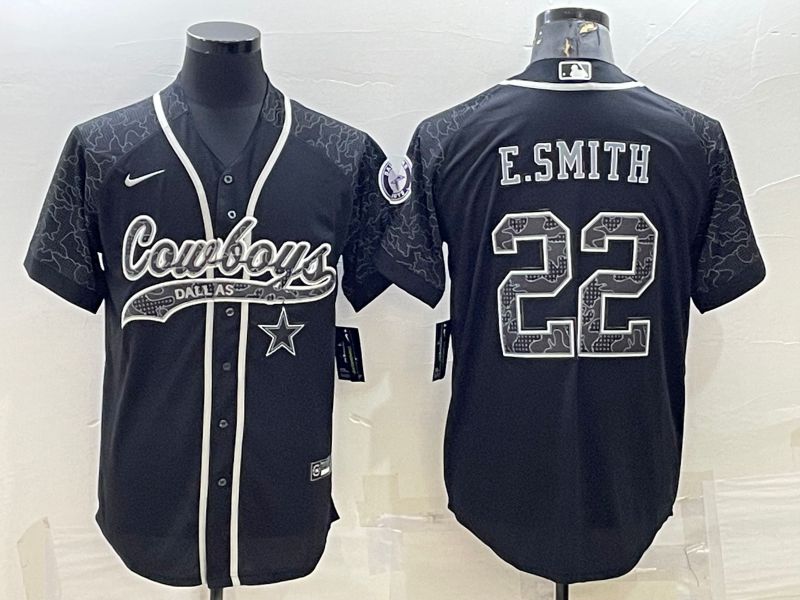 Men Dallas Cowboys #22 Esmith Black Reflector 2022 Nike Co branded NFL Jerseys